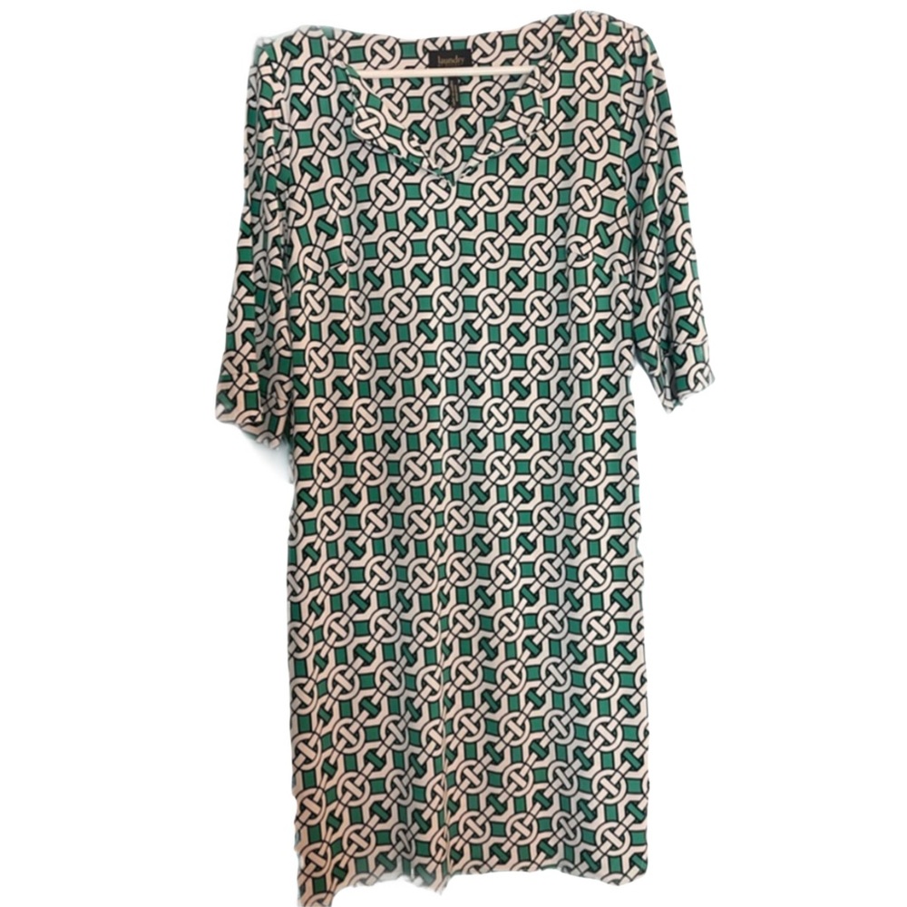 Laundry by Design Geometric Green and White Dress size 8